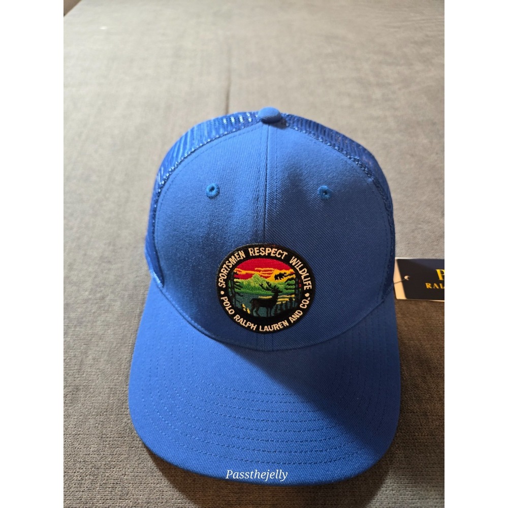 Polo Ralph Lauren PRL Sportsman Wildlife Nature Patch Blue Trucker Hat Cap